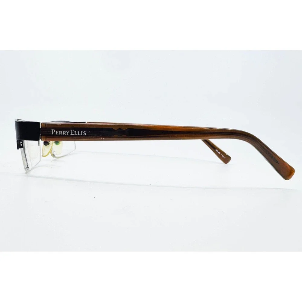 Perry Ellis Eyeglasses Men Brown Half Rim PE-890-3 Rectangle 51-19-130
